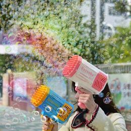 Novelty Games 3269 Holes Electric Bubble Gun Rocket BlowBubble Machine Soap Bubbles Magic for Bathroom Toys Outdoor Garden Child 230816