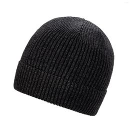 Berets Men's And Women's Autumn Winter Pinstripe Knitted Hat Wool Melon Cap Scarf Gloves Set Men