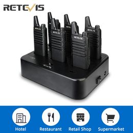 Walkie Talkie Retevis Talkies 6 pcs Professional Mini PMR PMR4 FRS for el Restaurant with Way Multi Gang Charger 230816