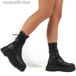 Boots Women Ankle Boots Fashion Zipper Shoes Plafrom Fashion PU Plus Size Footwear Female Fashion Comfot Botas 2022 New Shoe T230817