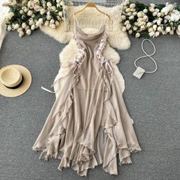 Casual Dresses Summer Bandage Beach Chiffon Dress Women Fashion Sleeveless Backless Two-piece Korean Style Evening Corset Slip