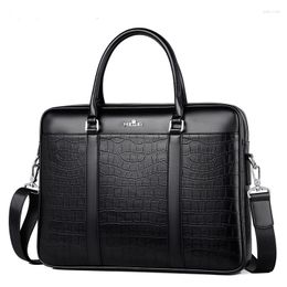 Briefcases 2023 Luxury Alligator Cow Genuine Leather Business Men's Briefcase Male Shoulder Men Messenger Laptop Computer Bag