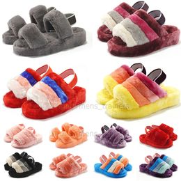womens designer australian Australia fluffy slippers fur slide designer slipper furry fluff yeah slides pantoufles luxury platform warm sandal eur35-44