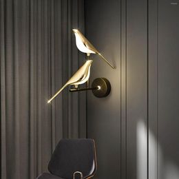 Wall Lamp Creative Simplicity LED Aluminum Alloy Magpie Bird Living Room Light Bedside Indoor Decoration Lustre