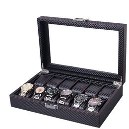 Jewellery Boxes Carbon Fibre Leather Watch Box Can Store 12 Watches High Quality Black Watch Box Wood Materials Display Independent Packaging 230816