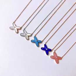 Pendant Necklaces High Quality White Shell Pink Blue Colour Stone Cross For Women