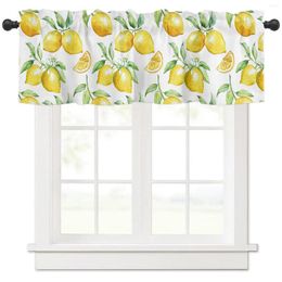 Curtain Watercolour Lemon Fruit White Yellow Short Curtains Kitchen Cafe Wine Cabinet Door Window Small Home Decor Drapes