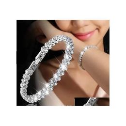 Tennis Luxury Crystal Bracelet For Women Bling White Rhinestone Gold Sier Rose Chains Bangle Fashion Jewelry Gift Drop Deliv Delivery Dhuyd