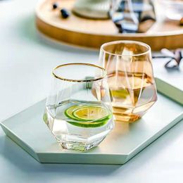 Wine Glasses Heat-Resistant Transparent Phnom Penh Water Cup Diamond Shape Crystal Glass Tea Mug For Drinking Milk Beertea Juice