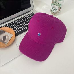 Ball Caps Soft Top R Embroidery Women Baseball Cap Summer Breathable Sun Protection Visor Hat Girls Outdoor Simple
