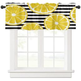 Curtain Fruit Yellow Lemon Stripes Short Curtains Kitchen Cafe Wine Cabinet Door Window Small Home Decor Drapes