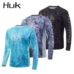 Outdoor Shirts HUK Fishing Shirts Spf 50 Moisture Wicking Polyester Performance Fishing Wear Men Long Sleeve Vented Sublimated Fishing Shirts 230817