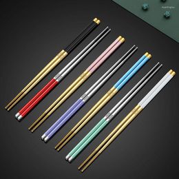 Chopsticks 1Pair Stainless Steel Reusable Non-slip Sushi High Temperature Sterilizable Sticks Kitchen Tool