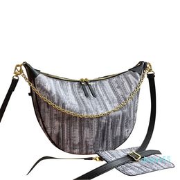 Vintage Half Moon Bag Handbag Women Shoulder Bags Large Capacity Cross Body Bags Gold Hardware Chain Zipper Closure Purse