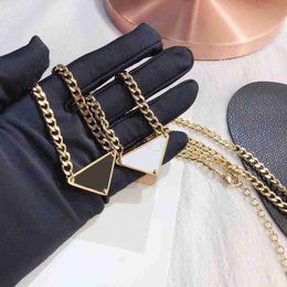 Pendant Necklaces Luxury pendant necklace fashions men and women inverted triangle P letter gold chain Jewellery mens and womens