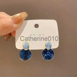 Charm New Korean Fashions Exquisite Fantasy Klein Blue Geometric Earrings for Women Light Luxury Versatile Style Pendant EarrGifts J230817