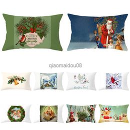 Pillow Case Happy New Year Home Decor Cushion Cover Christmas Decoration Rectangular case Sofa Waist case HKD230817