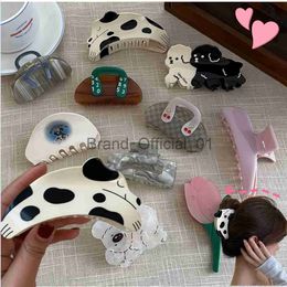 Cute Spotted Dog Hair Claw Clips Cartoon Animal Funny Flower Hairpins Acetate Shark Jewelry Gifts for Women Hair Accessories New x0817