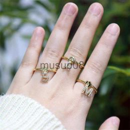 Band Rings Initial Letter Rings for Women Stainless Steel Wedding Ring Zircon A-Z Alphabet Pendants Adjustable Rings Initials Jewelry Gift J230817