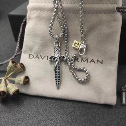 Necklaces Pendant Necklaces European And American Men's Jewellery David Y Necklace Waves Dagger Amulet In Silver Plating Black Diamonds Pendan