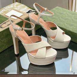 Top quality Janaya leather G platform sandals chunky high heels Ankle strap open toe heeled block heel sandal luxury designer shoes for women factory footwear 15cm