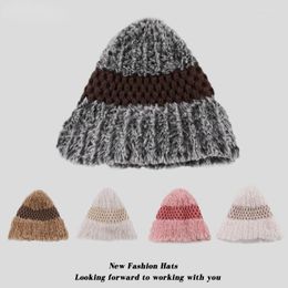 Berets Korea Beanie Hat Autumn And Winter Imitation Fur Women's Hats Casual Fashion Wild Knitted Ear Protection Warm Pullover Cap