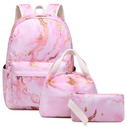 School Bags 3Pcs For Teenagers Girls Backpack Set Waterproof Bag Cute Book With Lunch Pencil Case 230816