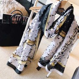 Scarves New Arrival Designer Small Women Scarves Luxury Silk Scarf Letters Print Silken Shawl Fashion Accessorries Woman Head scarf size 180x90cm Z230817