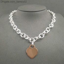 Pendant Necklaces S925 Sterling Silver Necklace for Women Classic Heartshaped Pendant Charm Chain Necklaces Luxury Brand Jewellery Necklace Q0603 Z230819