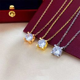 Necklaces Gold chains designer jewlery diamond necklace for woman charm stainless steel jewellery Non fading Four Claw Diamond Pendant