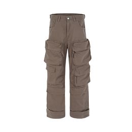 Men's Pants Multi-pockets Straight Baggy Cargo Pants for Men Black Overalls Streetwear Loose Casual Trousers Oversized