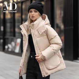 Women's Down Parkas MEILLY DOLPHIN 2023 Autumn Women's Parkas Jacket Hoodie Thick Warm Apron Coat Women's Winter Coat Short Sleeve Jacket Coat Z230817