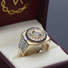 Band Rings Classic Men's Ring Fashion Metal Gold Colour Inlaid White Zircon Punk Rings for Men Engagement Wedding Luxury Jewellery J230817