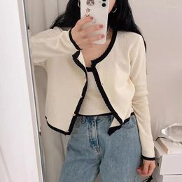 Women's Knits Clothland Women Chic Knitting Two Piece Set Sleeveless Camis Long Sleeve Thin Sweater Cardigan Sexy Slim Suits HA377