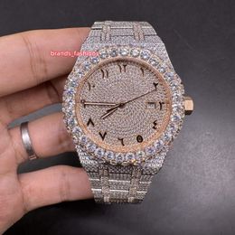 New Men's Iced Diamond Watch Biger Diamond Bezel 2Tone Rose Gold Case Watches 8215 Automatic Movement Shiny Good Wristwatch Rose Gold Dial