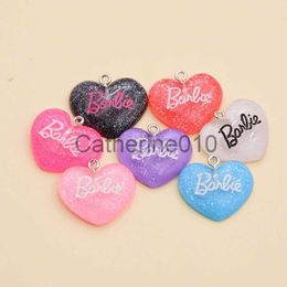 Pendant Necklaces 10Pcs Resin Simulation Glitter Heart Charms Flatback Earrings Pendants for Jewelry Necklace Keychain MakAccessories Supplies J230817