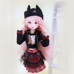 Dolls bjd 45cm Diary Queen 14 head can be opened campus suit student doll girl gift 230816