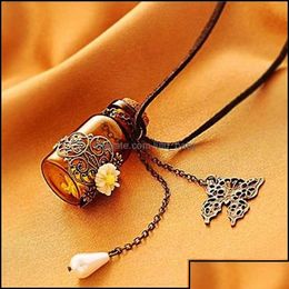 Pendant Necklaces Pendants Jewelry Glass Bottle Aromatherapy Essential Oil Diffuser Necklace Locket With 24 Chain And 3 Washable Ne577 Dhykh