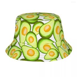 Berets Funny Avocado Fruit Green Pattern Unisex Bucket Hat Customise Summer Beach Sun Hats