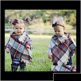 Scarves Wraps Hats Gloves Fashion Aessories Drop Delivery 2021 Baby Girls Winter Plaid Cloak Kids Shawl Scarf Poncho Cashmere Cloaks A Dhoen