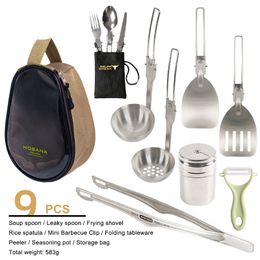 Outdoor Gadgets Cooker Set Mini Folding Tableware Camping Picnic Barbecue Fishing Cooking Utensils Accessories 230816