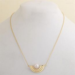 Pendant Necklaces European And American Jewellery Batch Fashion Creative Semicircle Rotatable Inlaid Pearl Necklace For Girls