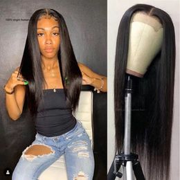 Brazilian 5X5 Lace Wig Silky Straight 10-34inch 150% Density 100% Human Hair Natural Colour Free Part