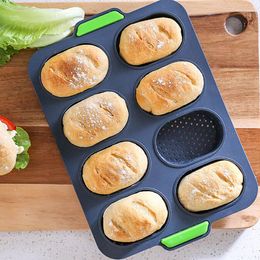 Baking Moulds 8 Grids Home DIY Non-stick French Silicone Hamburger Heat Resistant Bread Mould Easy Release Good Flexibility Utensil