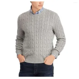 Os suéteres masculinos estimulam o suéter de bordado masculino malha de malhas de pescoço outono e o algodão de inverno