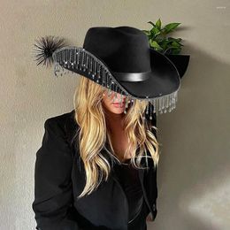 Berets Bling Cowboy Hat Party Accessory Sparkling Rhinestone Western Wear Set Heart Sunglasses Bandanas For Women