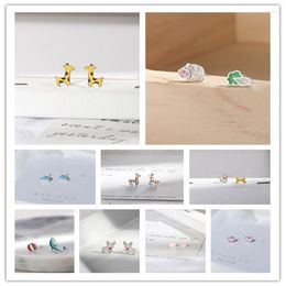 Stud Earrings Fashion Mini A Variety Of Styles Small Animal Giraffe Silver Color For Girls Jewelry Gift Women