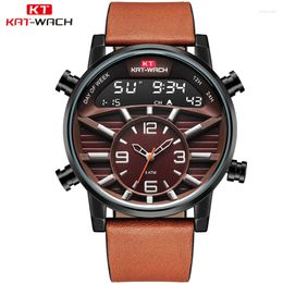 Wristwatches KAT Electronic Watch Men Military Big Dial Sports Dual-display Led Digital Quartz Wristwatch Waterproof Relogio Masculino