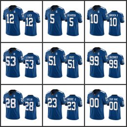 Indianapolis''Colts''Men 5 Anthony Richardson 56 Quenton Nelson 28 Jonathan Taylor Women Youth Royal Custom Indiana Nights Limited Jersey