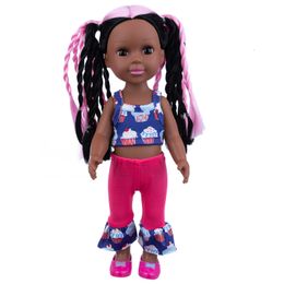 Dolls 14 inch pink black braid trendy doll 35 cm straight hair orchid toy 230816